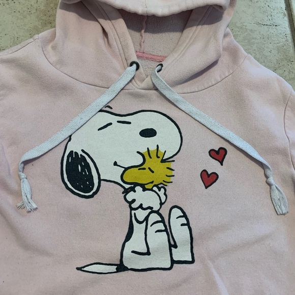 💜 Adorable Snoopy & Woodstock Cropped Hoodie - Pink Size S - Picture 2 of 7
